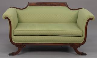 Appraisal: Duncan Phyfe style loveseat wd in Duncan Phyfe style loveseat