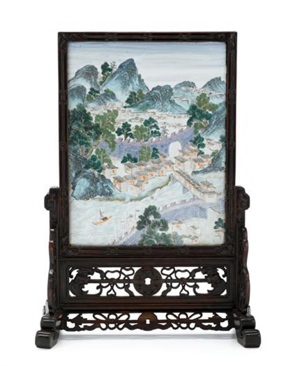 Appraisal: Impressive Chinese famille rose table screen republic period Of tall