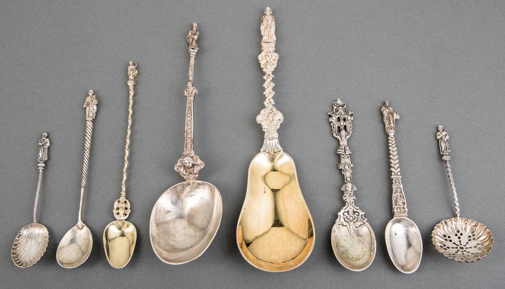 Appraisal: Large Assorted Group of Continental Silver and Silverplate Apostle Spoons