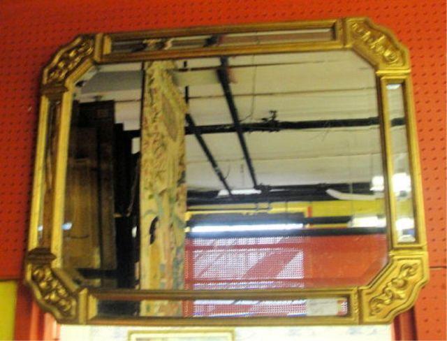 Appraisal: Neoclassical Style Beveled Mirror with Mirrored Giltwood Frame From a