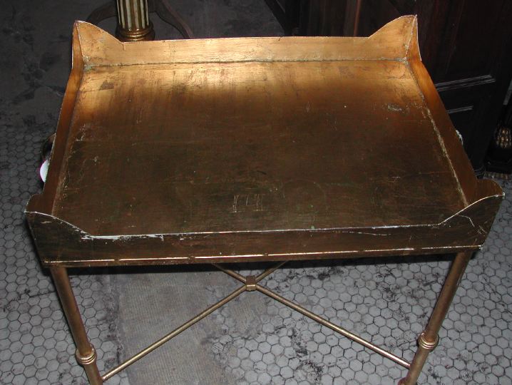 Appraisal: Gilt Metal Tray Table of neoclassical inspiration the removable top