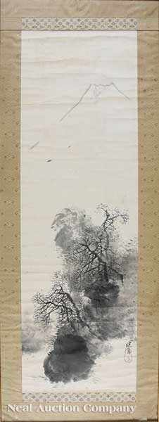 Appraisal: Japanese School th th c Landscape with Mount Fuji in