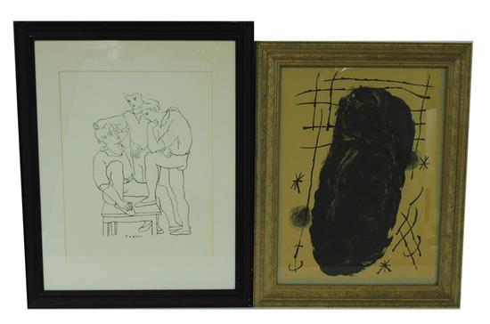 Appraisal: Two th C lithographs first after Joan Miro Spanish -