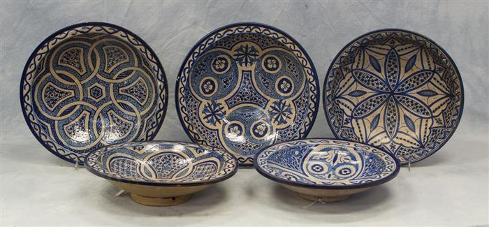 Appraisal: Moroccan faience earthenware bowls geometric and foliate motifs th th