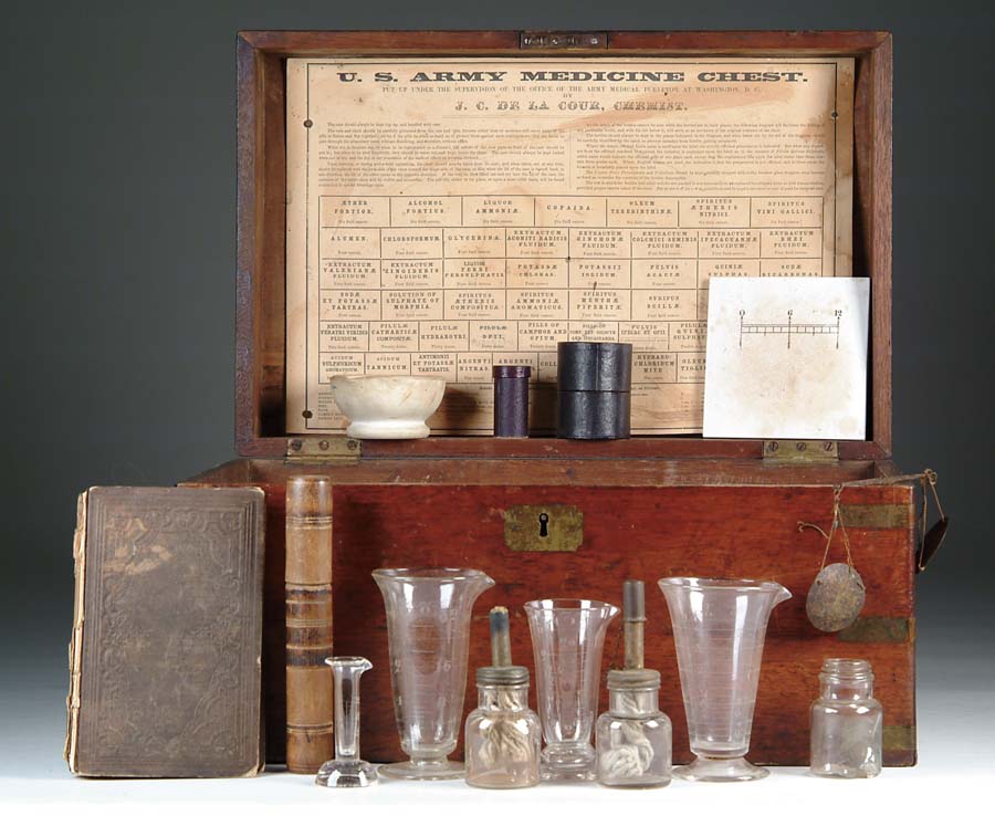 Appraisal: CIVIL WAR U S ARMY MEDICINE CHEST Very rare wide