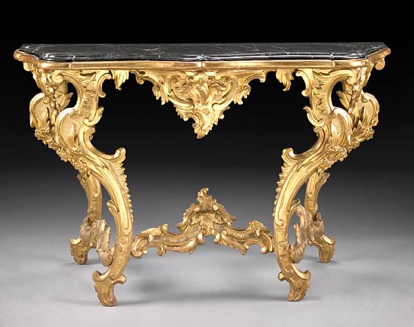 Appraisal: An Italian Rococo carved giltwood console table second half th