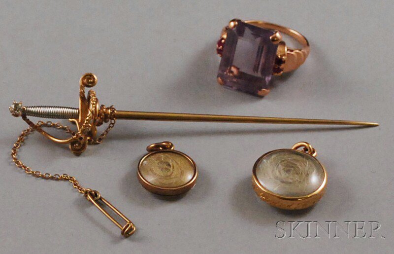 Appraisal: Four Jewelry Items a kt gold and amethyst ring a