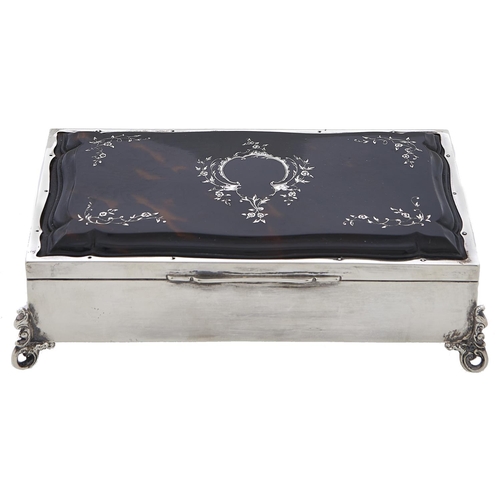 Appraisal: A George V silver inlaid tortoiseshell inset silver trinket box