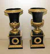 Appraisal: Pair of Patinated Bronze Urns Nice quality and age From