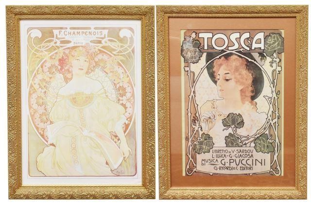 Appraisal: lot of Framed Art Nouveau style prints on paper including