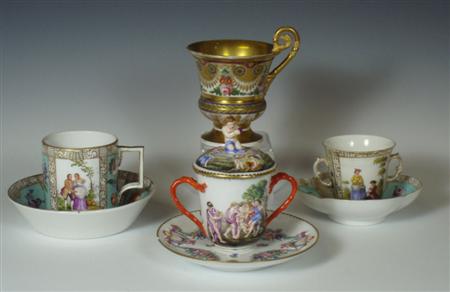 Appraisal: A Capo di Monte cabinet cup cover and saucer the