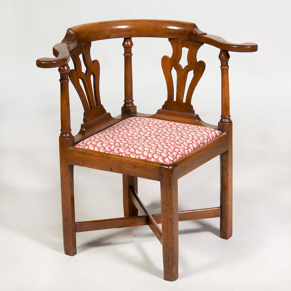 Appraisal: George III Mahogany Corner Chair Fitted with a drop seat