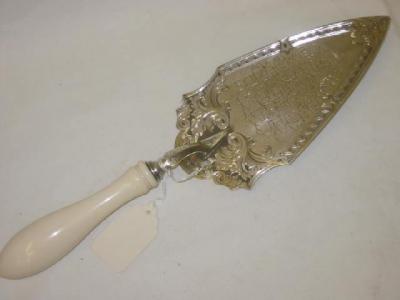 Appraisal: A VICTORIAN PRESENTATION MASONRY TROWEL with ivory haft the blade