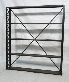 Appraisal: Tall Industrial Black Steel Iron Shelves Deco Tall Industrial Black