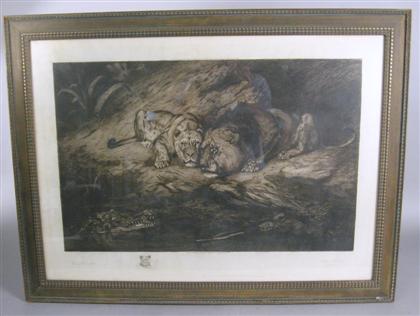 Appraisal: Winifred Marie Louise Austen British - lions and crocodile Print