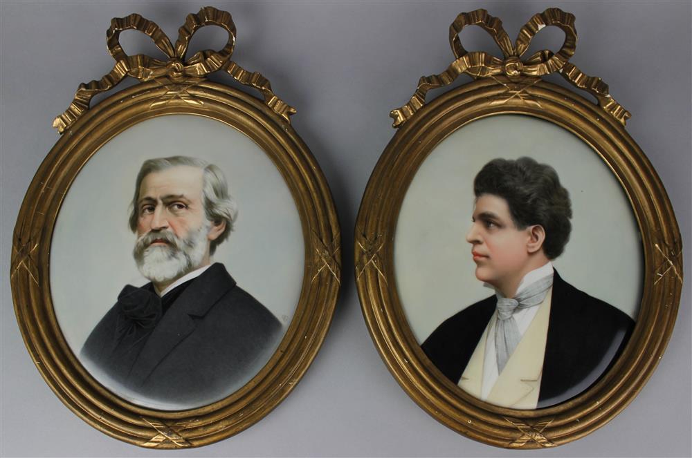 Appraisal: PAIR OF HUTSCHENREUTHER PORCELAIN OVAL PORTRAIT PLAQUES late th Century