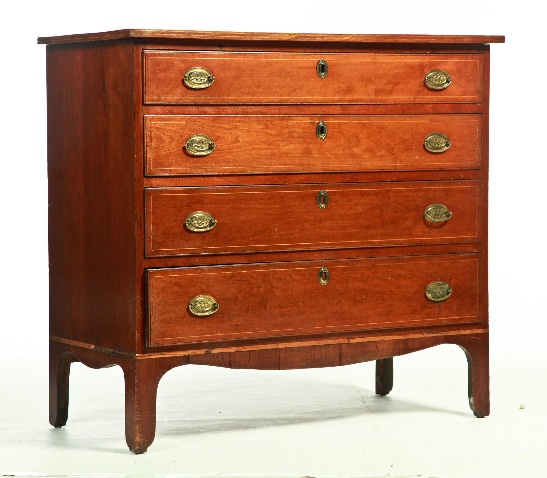 Appraisal: AMERICAN HEPPLEWHITE INLAID CHEST Second half- th century cherry with