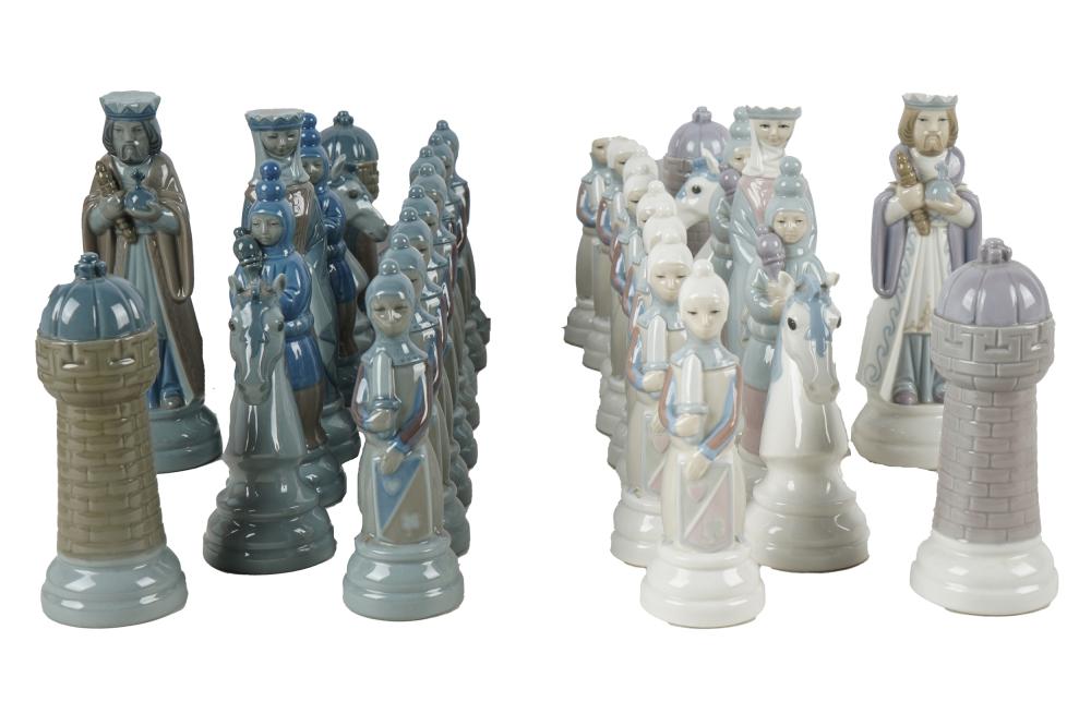 Appraisal: SET OF LLADRO PORCELAIN CHESS PIECESfactory marks to undersides pieces