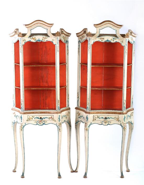 Appraisal: PAIR LOUIS XV STYLE PAINTED AND PARCEL-GILT DECORATED ETAG RES