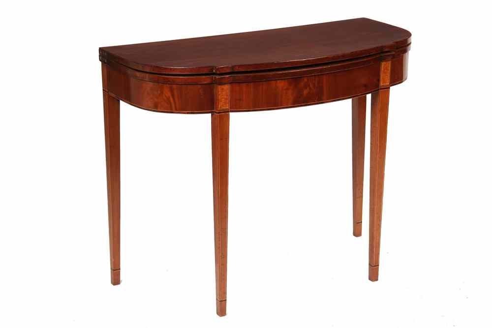 Appraisal: HEPPLEWHITE CARD TABLE - American Bowfront Mahogany Card Table circa