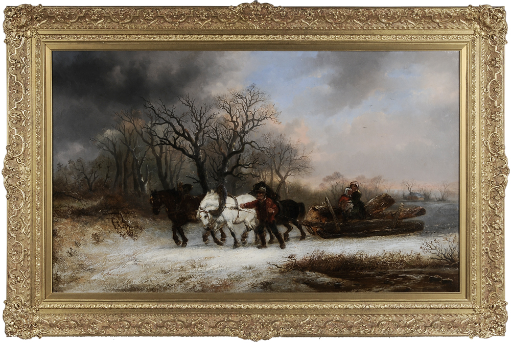 Appraisal: Alexis De Leeuw Belgian - Winter Timber Gathering signed lower