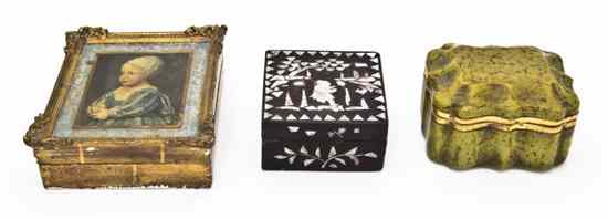 Appraisal: A Collection of Decorative Table Boxes comprising a mother-of-pearl inlaid