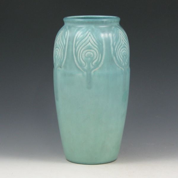 Appraisal: Rookwood vase from with stylized peacock feathers in light matte