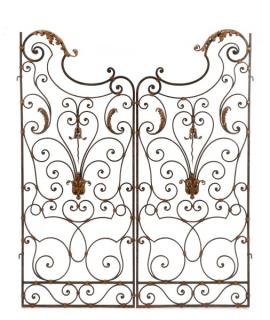 Appraisal: Pair Baroque Style Wrought Iron Gates Continental late th century