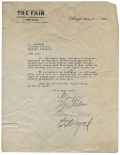 Appraisal: Houdini Harry Ehrich Weiss Houdini Packing Case Challenge Letter Dated