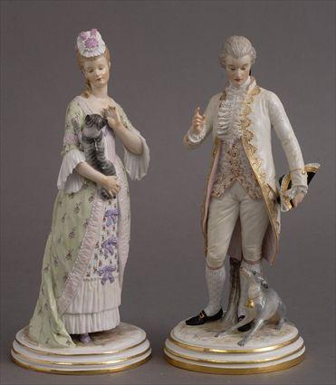 Appraisal: ASSEMBLED PAIR OF MEISSEN PORCELAIN FIGURES With blue crossed swords