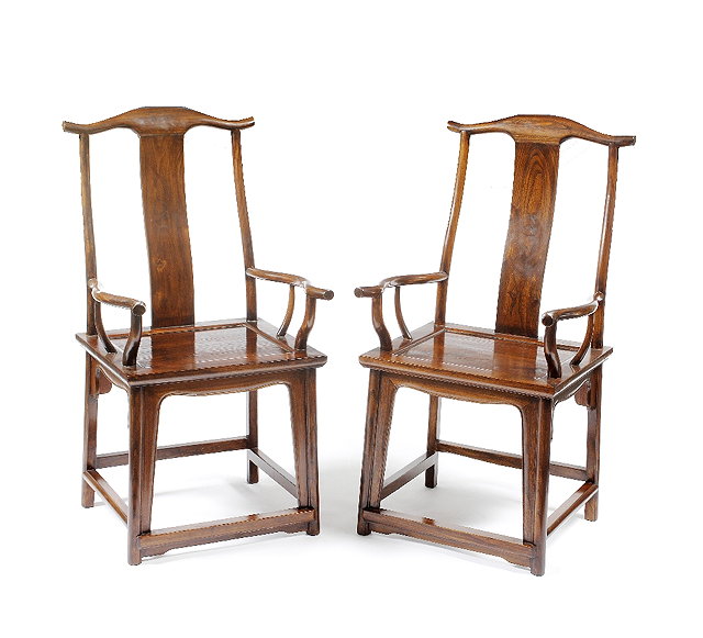 Appraisal: A pair of Chinese elm scholars chairsin the Ming style