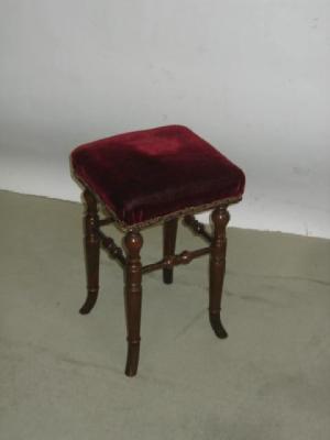 Appraisal: A VICTORIAN WALNUT STOOL of square form the upholstered seat