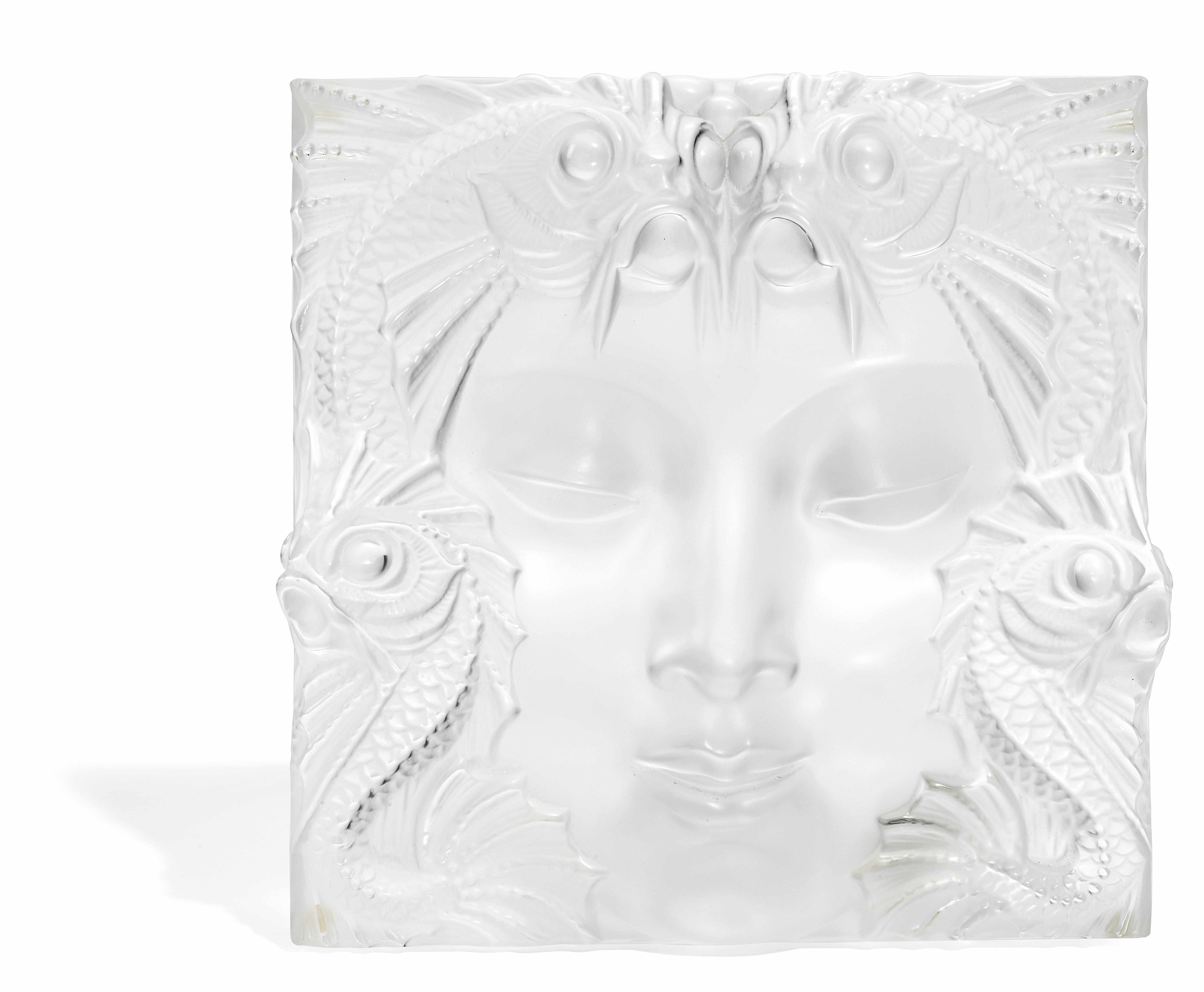 Appraisal: A Cristal Lalique molded glass plaque Masque de Femme current