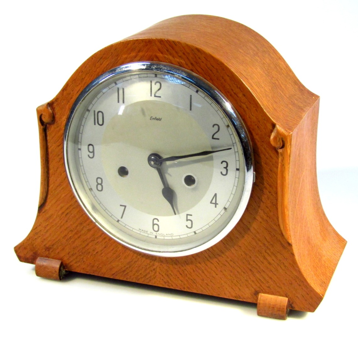 Appraisal: A mid- thC Art Deco Enfield mantel clock the oak