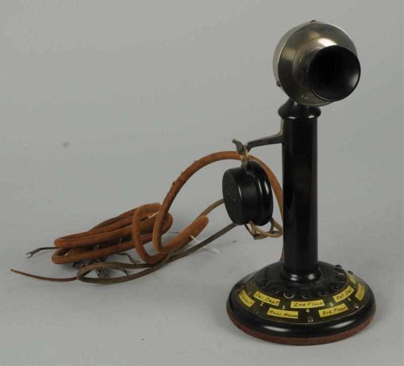 Appraisal: Western Electric Station Stick Telephone Circa black brass with nickel