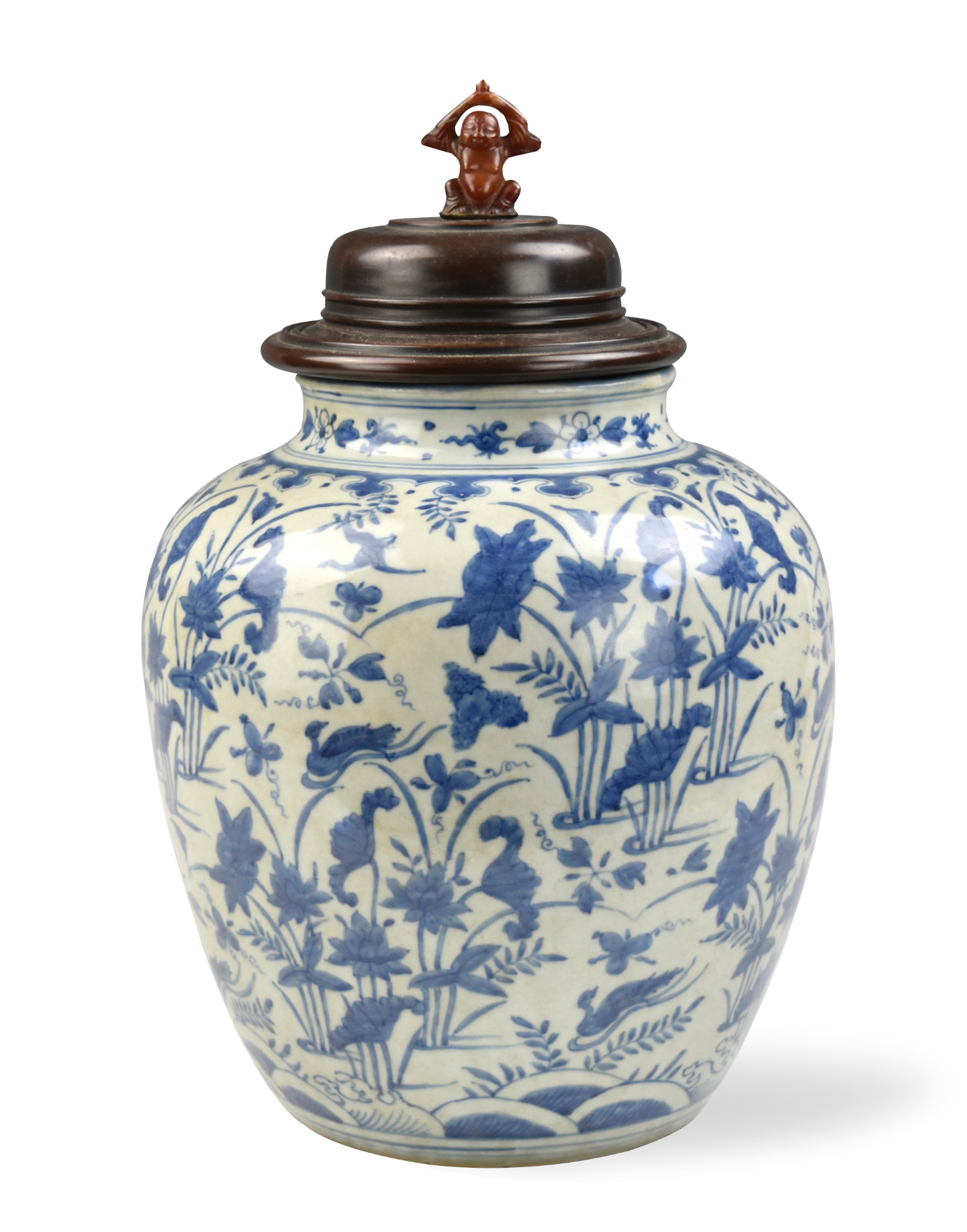 Appraisal: Chinese late Ming Dynasty Blue and white jar of ovoid