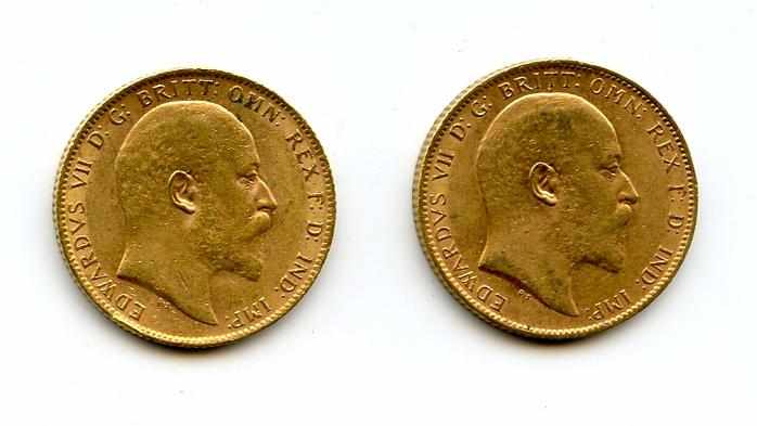 Appraisal: Great Britain Edward VII Sovereigns KM- The fields are relatively