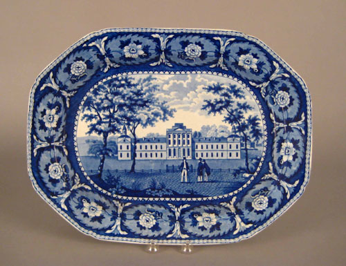 Appraisal: Historical blue Staffordshire platter th c depicting the Pennsylvania Hospital