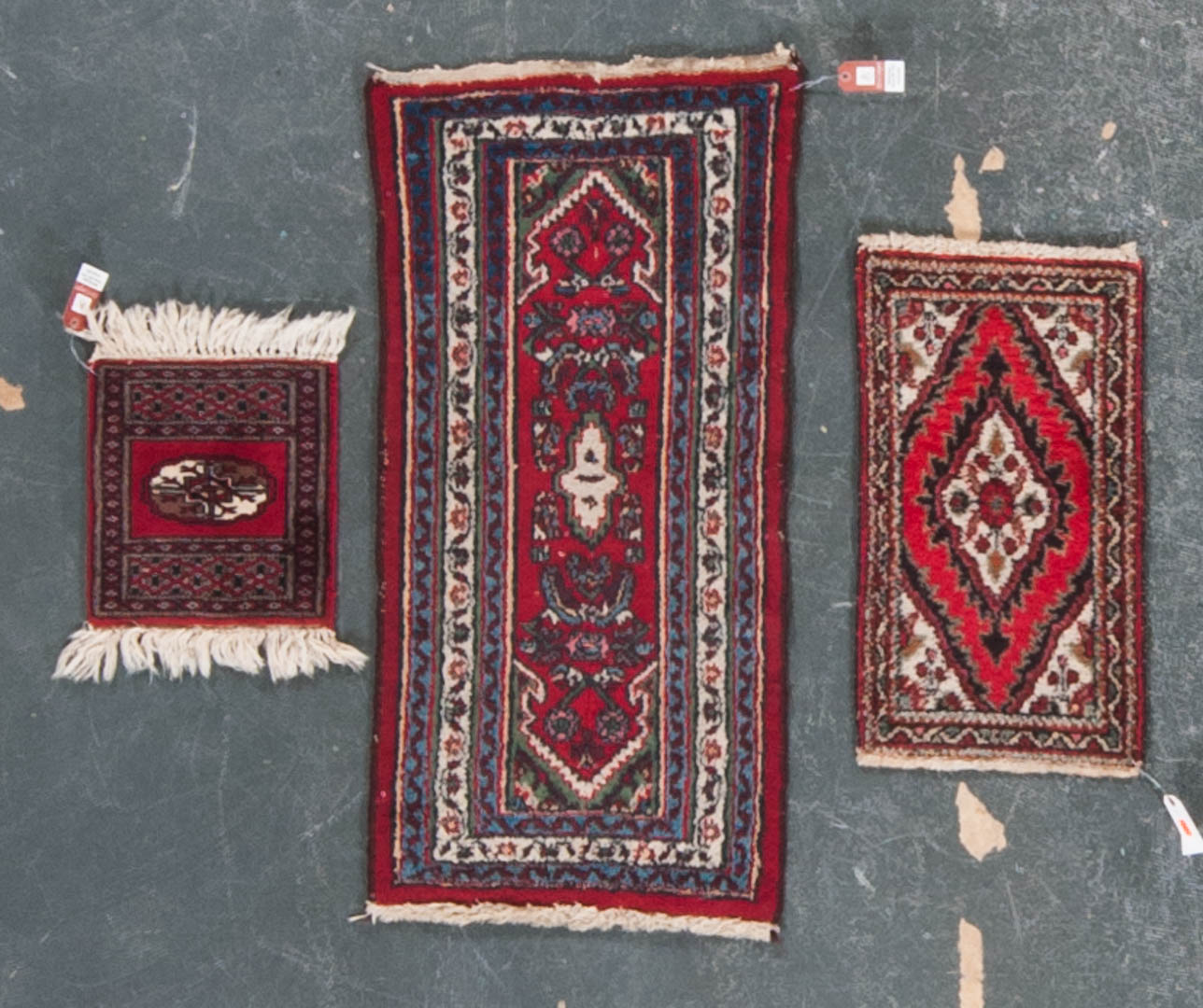 Appraisal: Three scatter rugs Hamadan rug approx x Hamadan rug approx