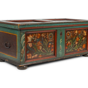 Appraisal: A Northern European Painted Chest TH TH CENTURY Height x