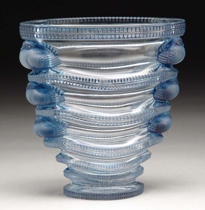 Appraisal: R LALIQUE SAINT-MARK VASE Very pretty Lalique vase has horizontal