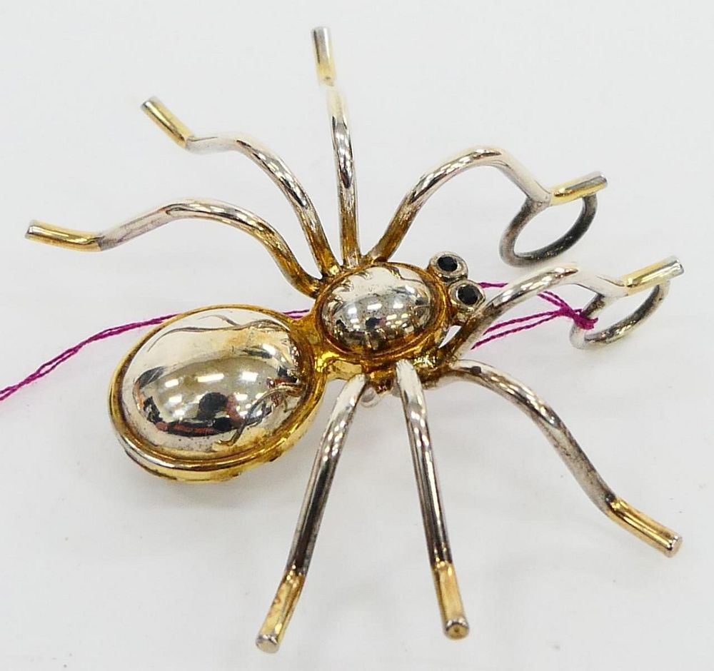 Appraisal: DESIGNER SIGNED TWO TONE METEL SPIDER PIN PENDANT Designer signed