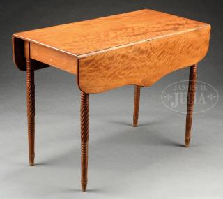 Appraisal: SHERATON FLAME BIRCH DROP LEAF TABLE SHERATON FLAME BIRCH DROP