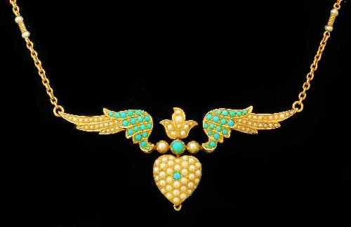 Appraisal: A late Victorian ct gold mounted seed pearl and turquoise