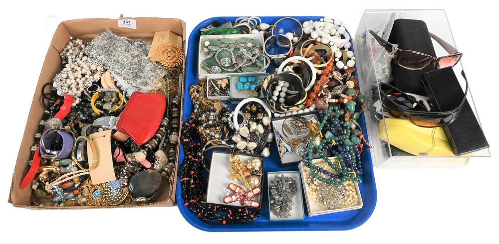 Appraisal: Three Tray Lots of Costume Jewelry to include necklaces agate