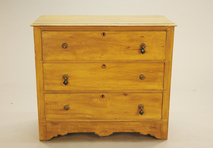 Appraisal: American Provincial Stained Poplar Three-Drawer Chest fourth quarter th century