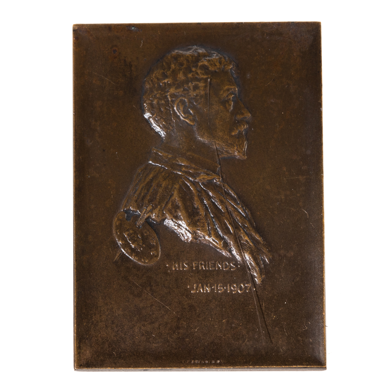 Appraisal: FREDERIC S LAMB BRONZE GALVANO PLAQUE Small uniface plaque has