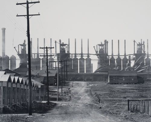 Appraisal: EVANS WALKER - Steel Mill and Workers' Houses Silver print