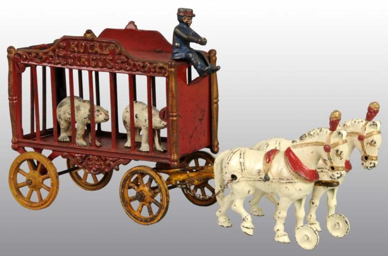 Appraisal: Cast Iron -Horse Royal Circus Wagon Toy Description Includes two