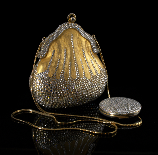 Appraisal: Judith Leiber Gilt-Metal and Rhinestone Chatelaine Evening Bag ca having